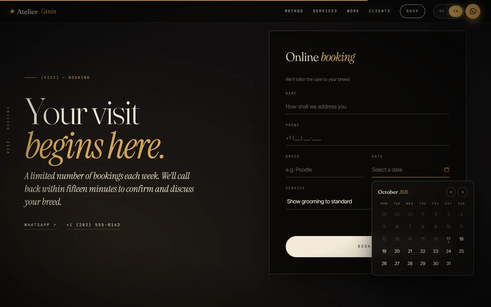 Atelier Canin: Booking in five fields