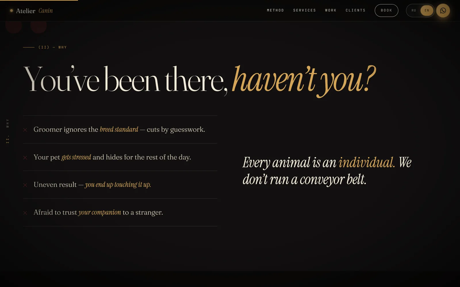 Atelier Canin: The owner's worry first