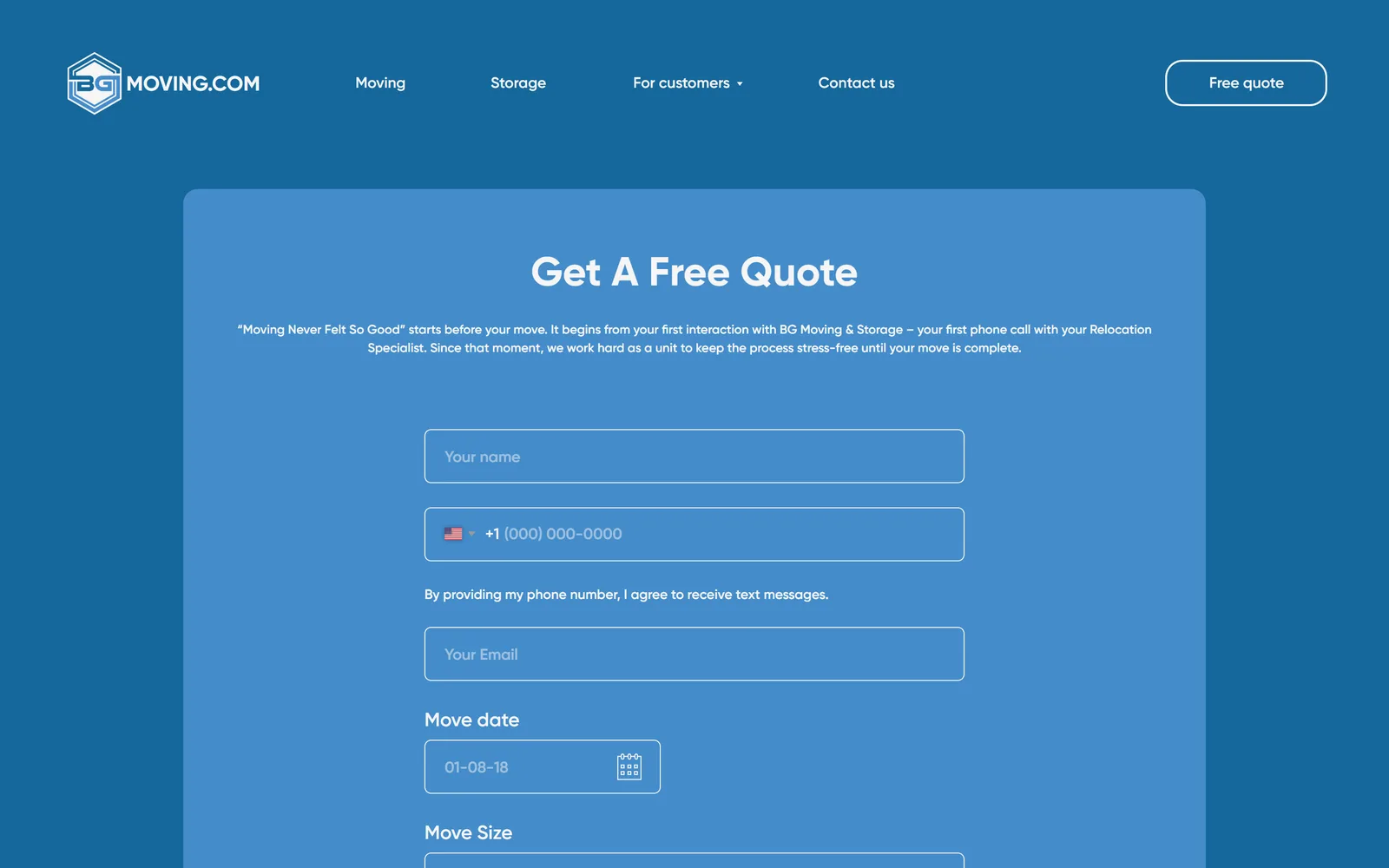 BG Moving: Quote flow