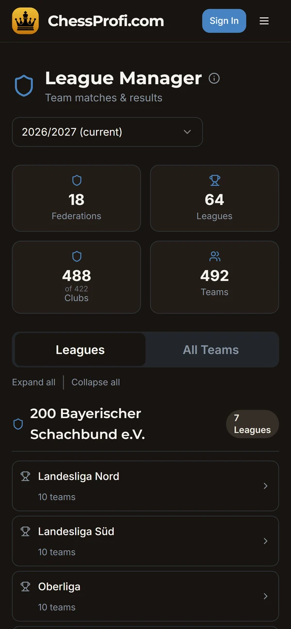 ChessProfi: mobile screen 1