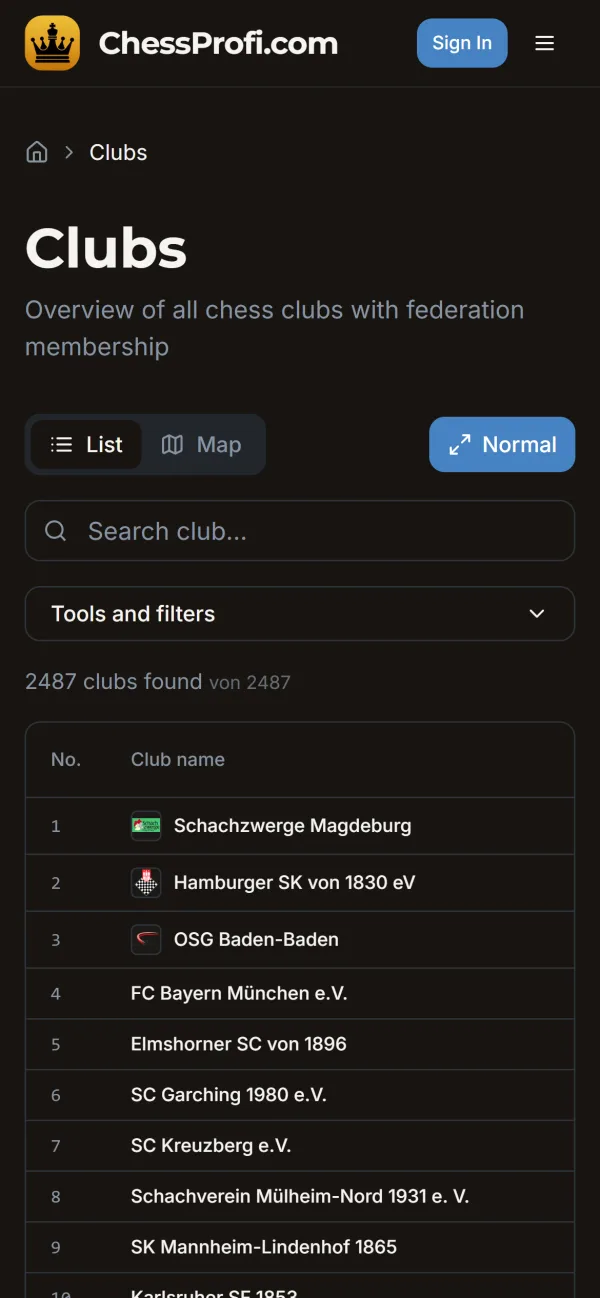 ChessProfi: mobile screen 2