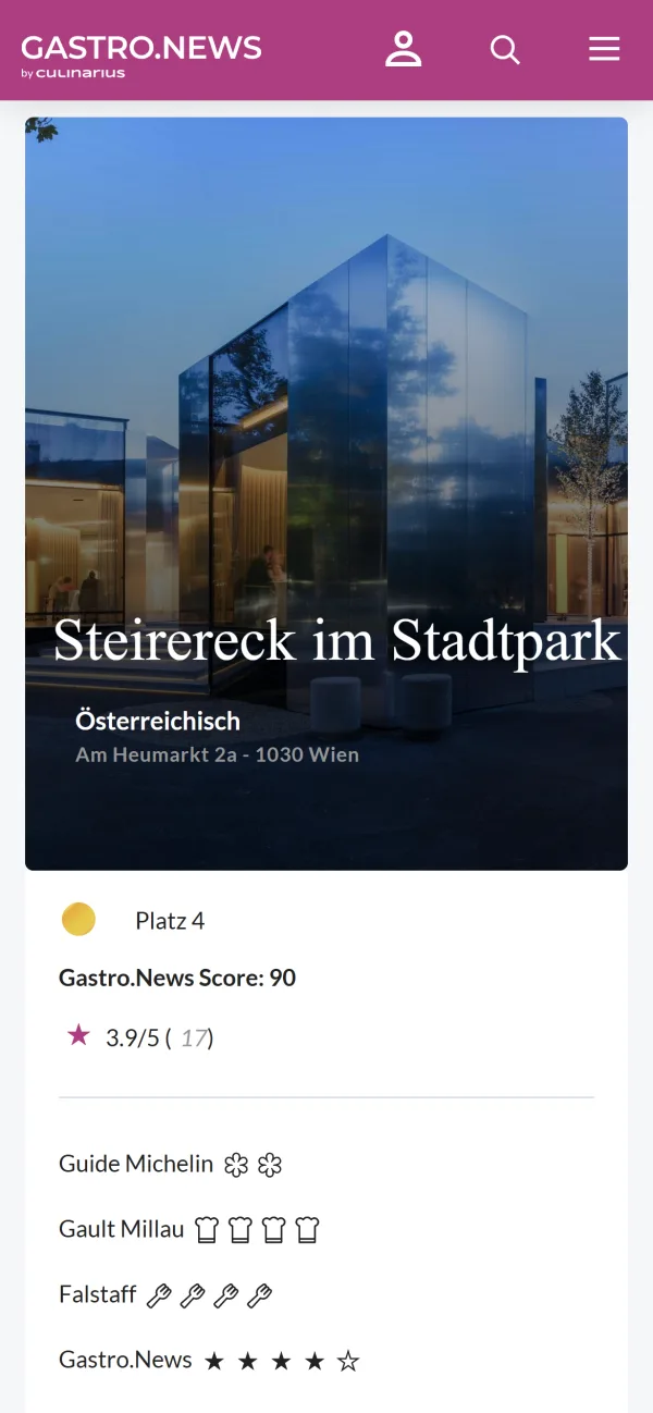 Gastro.News: mobile screen 1