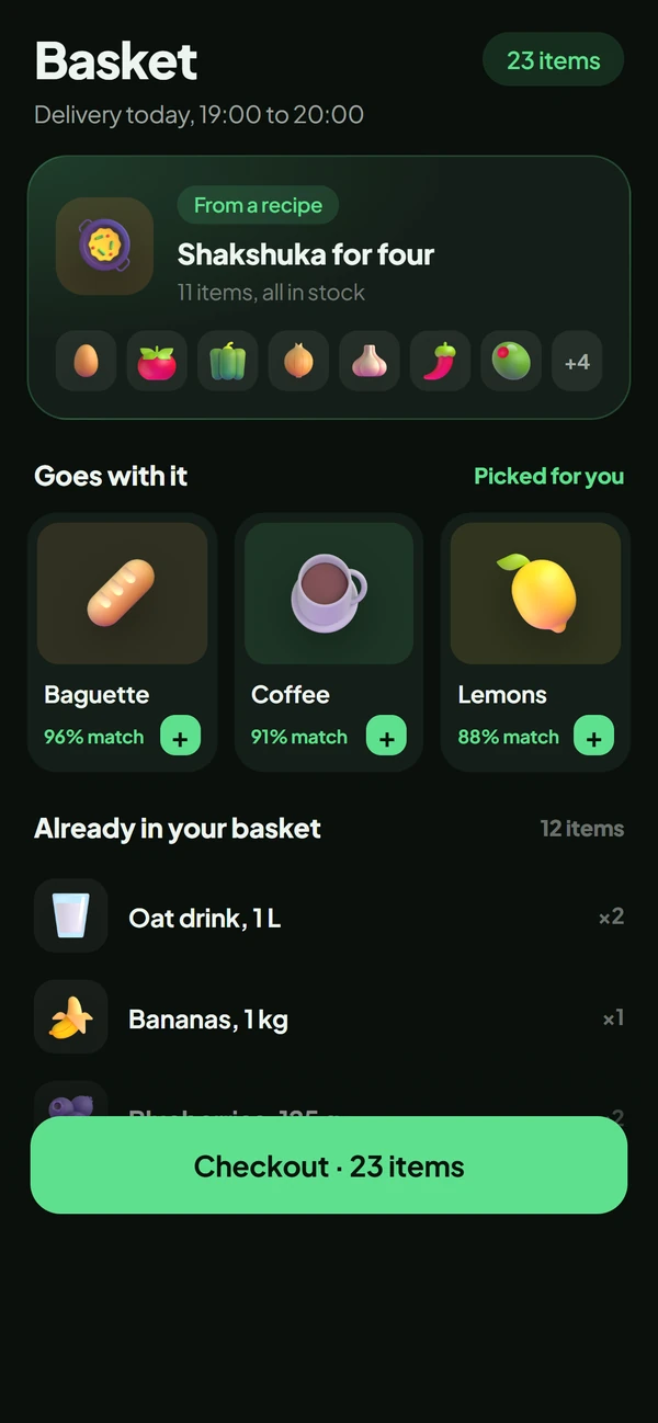 Under NDA: Recipe to cart, mobile