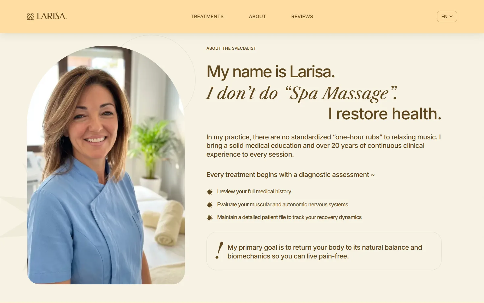 Larisa: A home page that starts from the pain