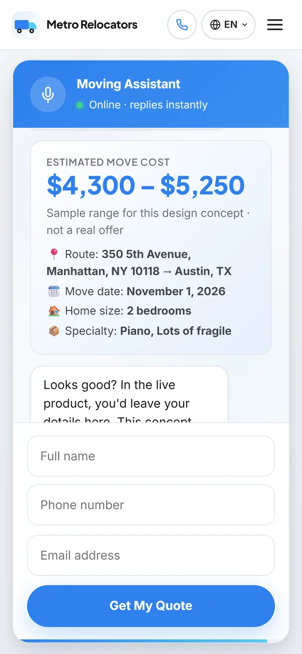 Metro Relocators: A quote in five questions, mobile
